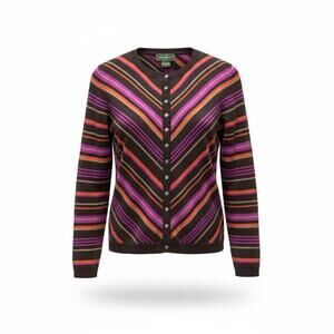 Vintage 1990s Eddie Bauer Merino Wool Cardigan Striped Button Front Colorful